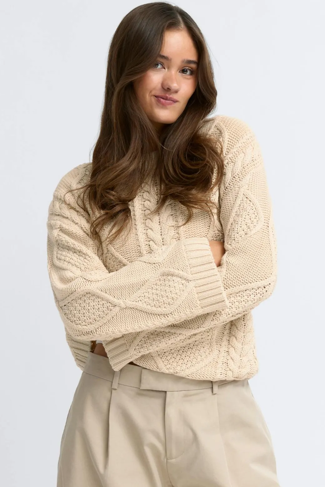 Knitted cable sweater