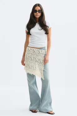 Knitted crochet apron skirt