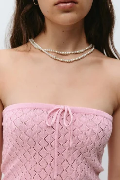 Knitted crochet tube top