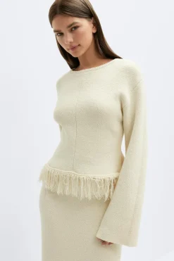 Knitted fringe sweater