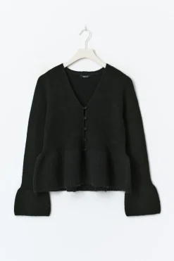 Knitted peplum cardigan