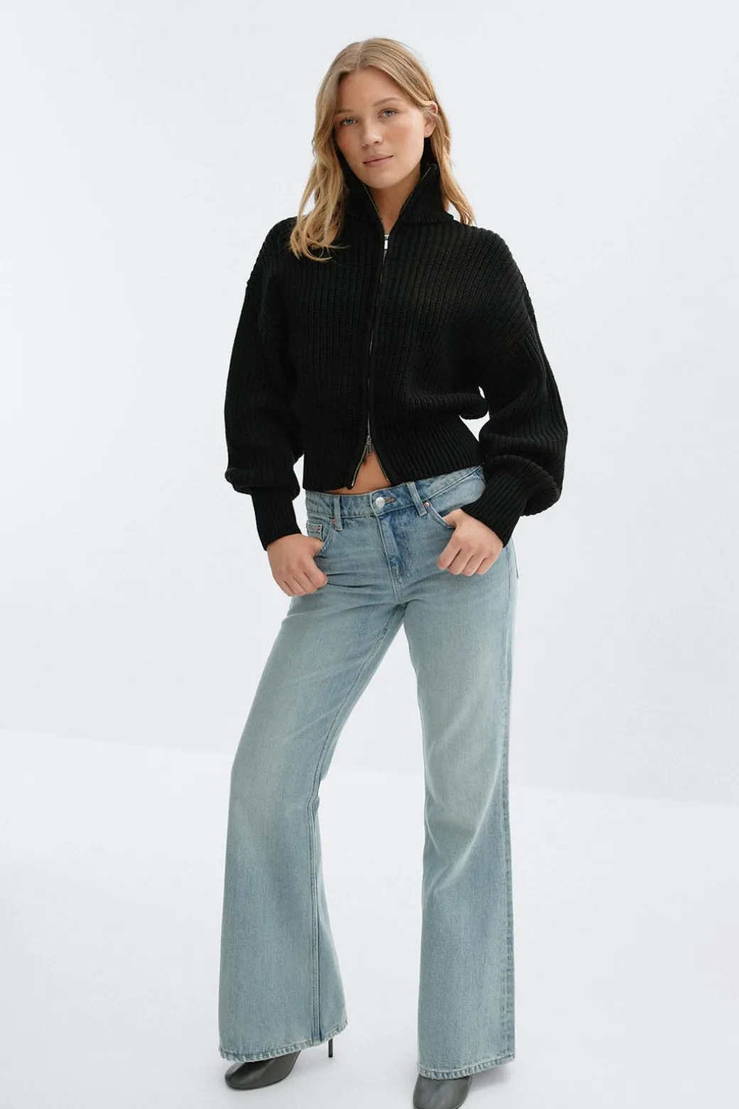 Knitted zip cardigan