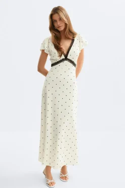 Lace detail midi dress
