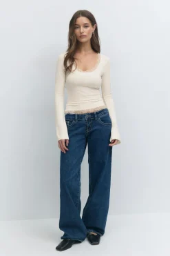 Lace detail scoop neck top