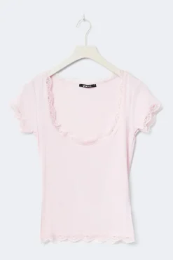 Lace detail scoop neck top