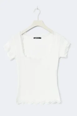 Lace detail scoop neck top