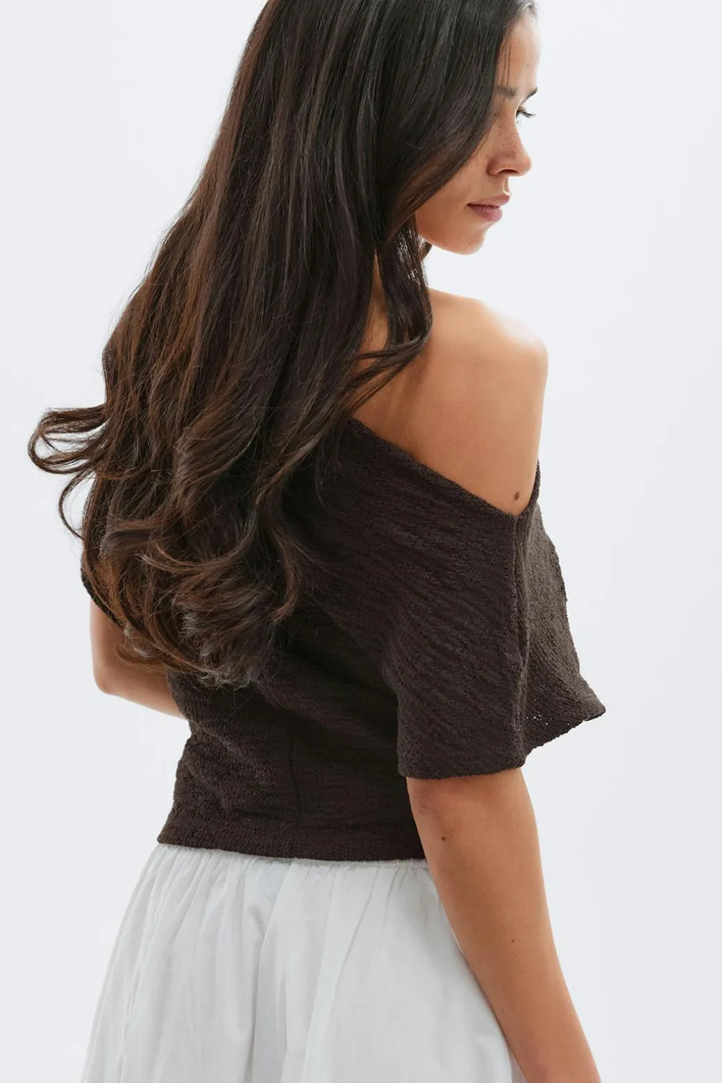 Lace dropped shoulder top