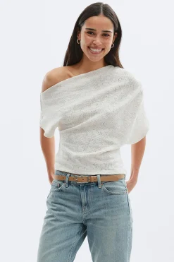 Lace dropped shoulder top