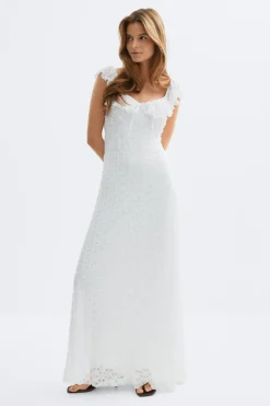 Lace frill maxi dress