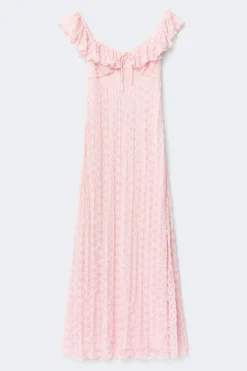 Lace frill maxi dress
