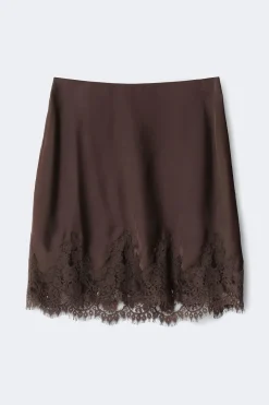 Lace satin mini skirt