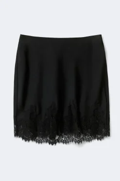 Lace satin mini skirt