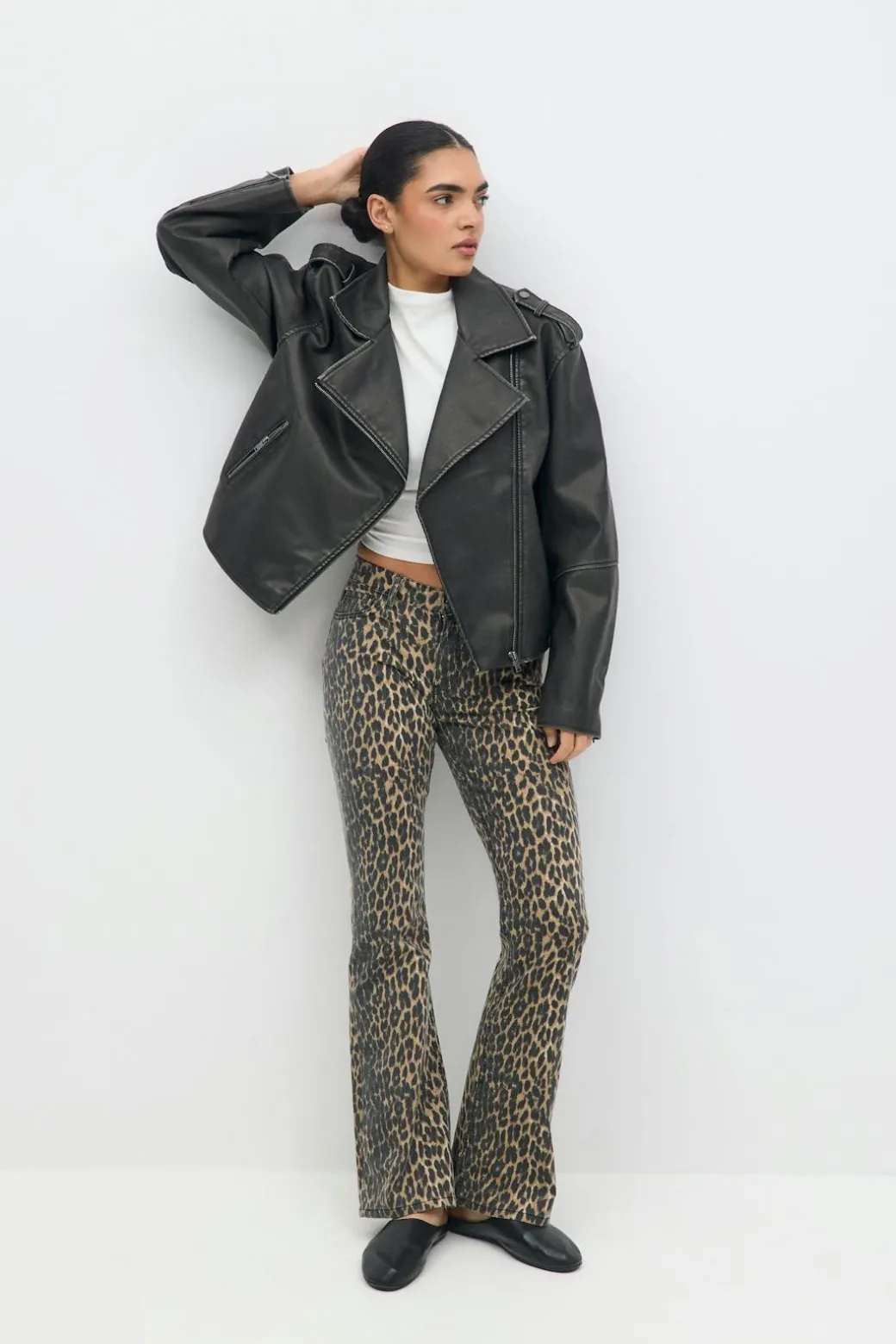 Leopard bootcut jeans