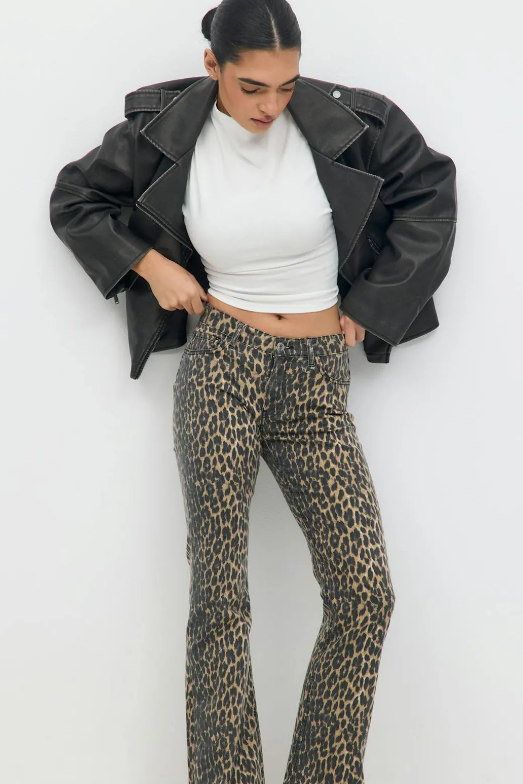 Leopard bootcut jeans