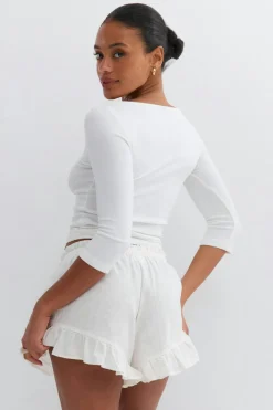 Linen blend frill shorts