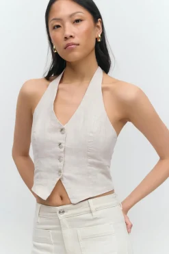 Linen halterneck vest