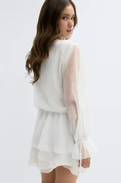 Long sleeve frill mini dress