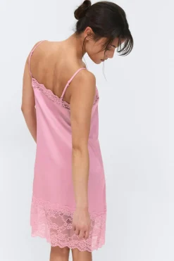 Loungewear satin lace dress