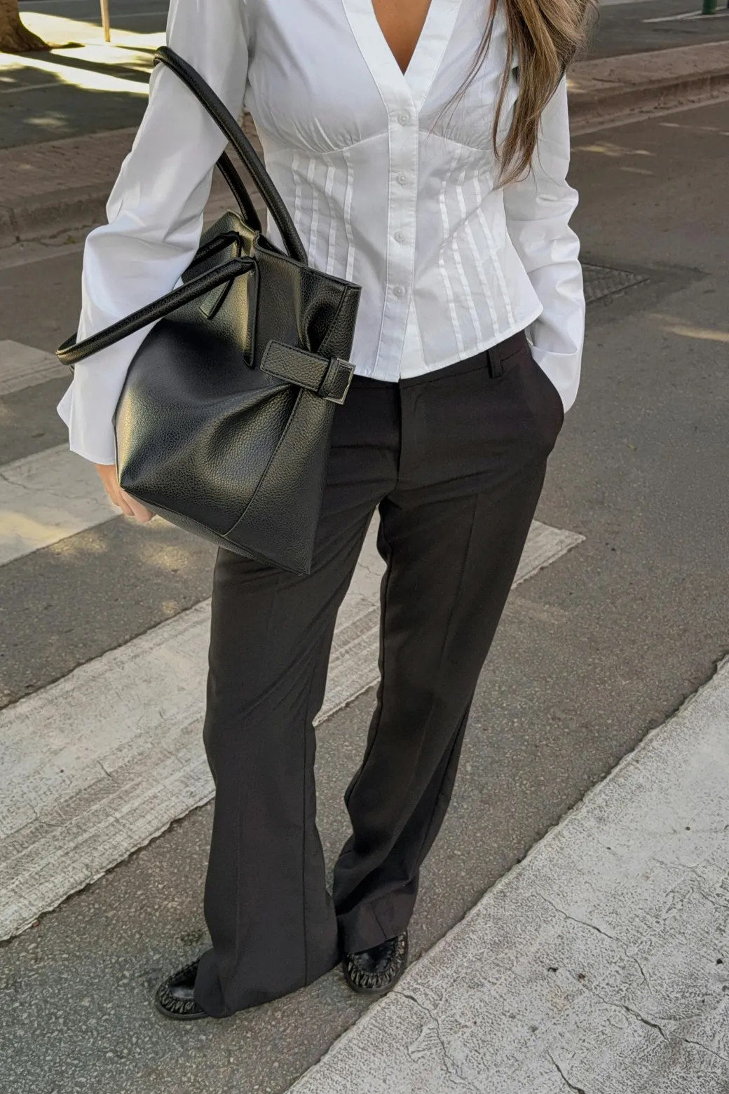 Low waist bootcut trousers