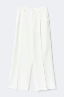 Mid waist pleated trousers
