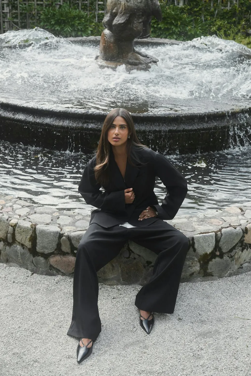 Mid wide pleated trousers