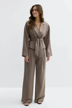 Mid wide pleated trousers