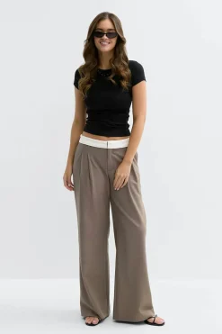 Mid wide pleated trousers