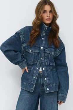 Office cargo denim jacket
