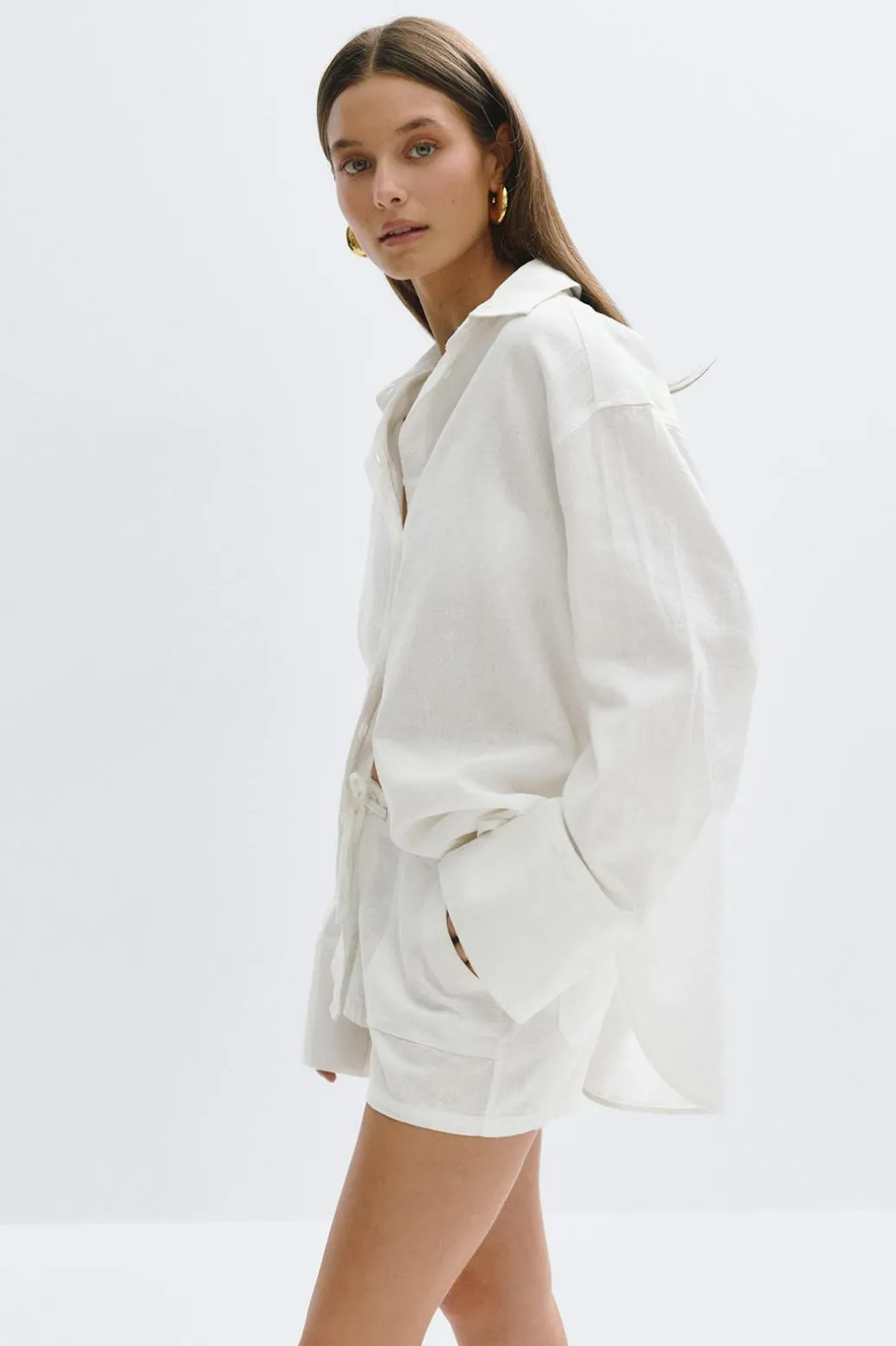 Oversized linen blend shirt