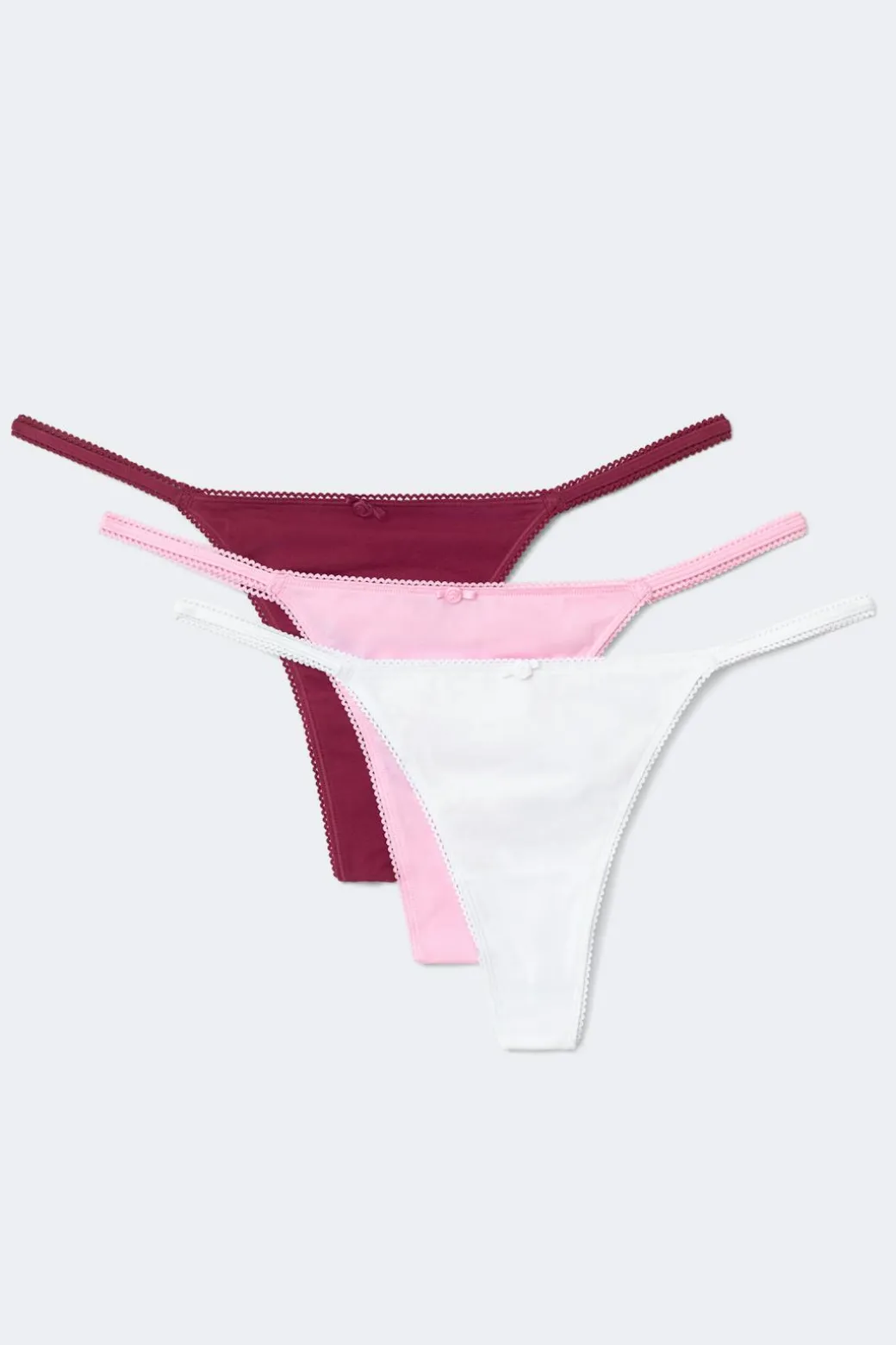3-pack cotton picot thong