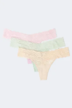 3-pack lace thong