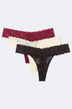 3-pack lace thong