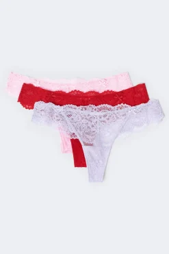3-pack scallop lace thong