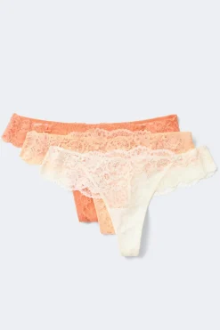 3-pack scallop lace thong