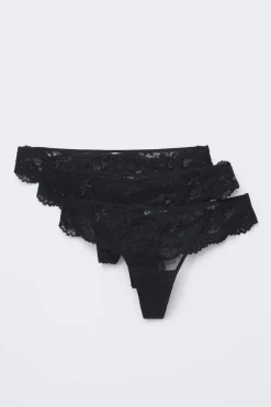 3-pack scallop lace thong