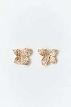 Pave flower earrings