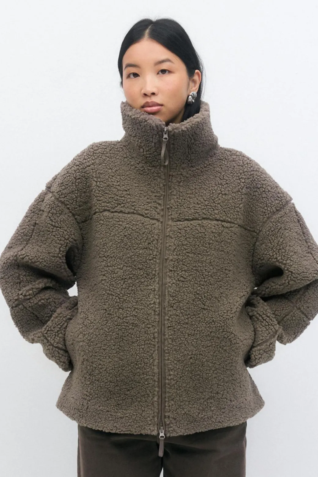 Pile zip jacket