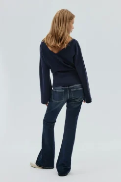 Pleated flare jeans
