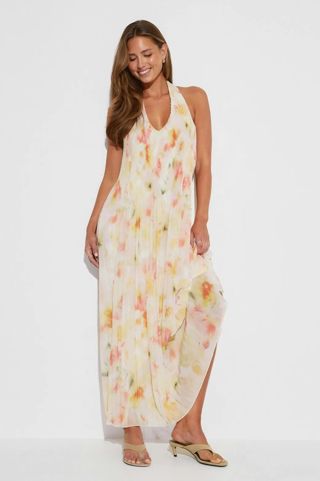 Pleated maxi dress