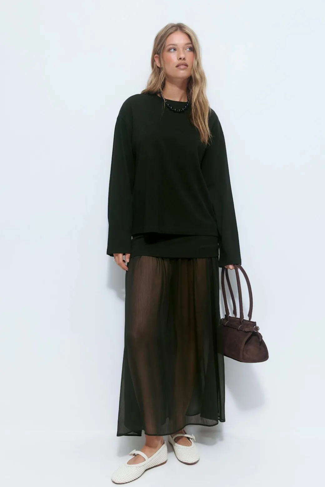 Pleated maxi skirt