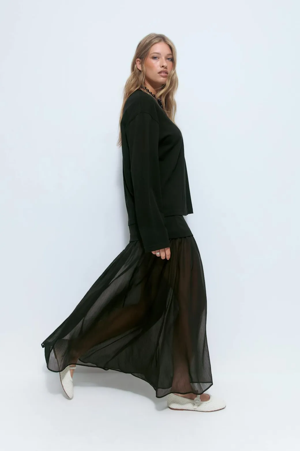 Pleated maxi skirt