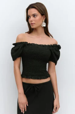 Puff sleeve frill top