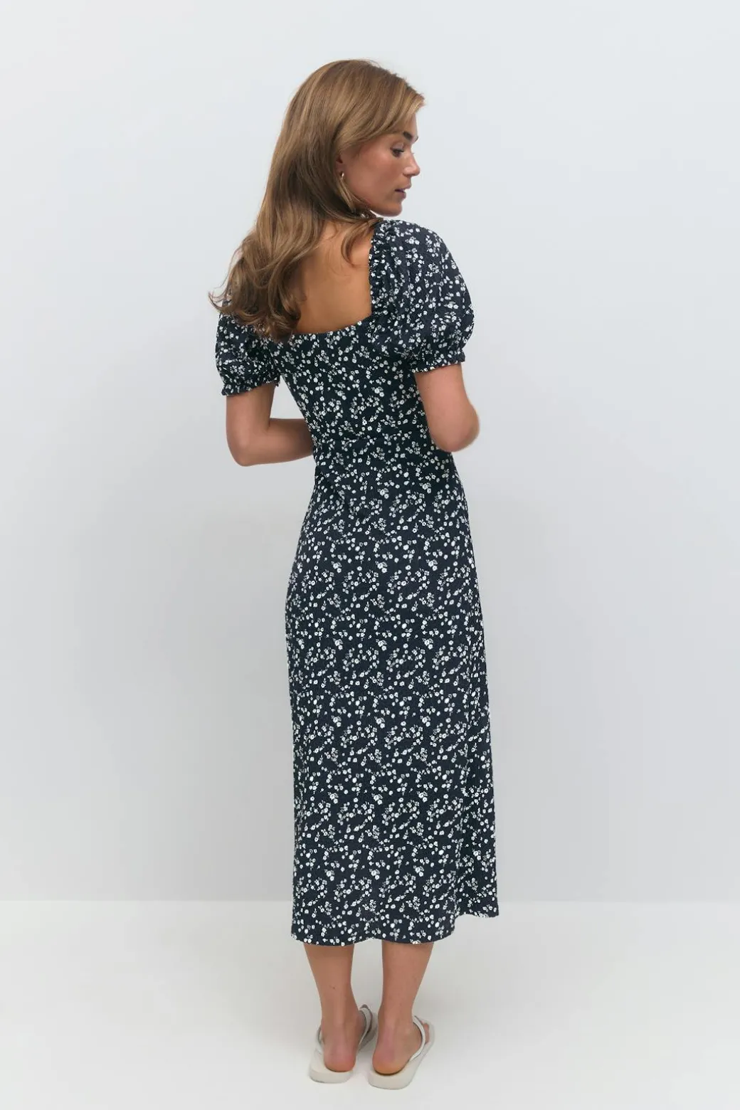 Puff sleeve midi dress