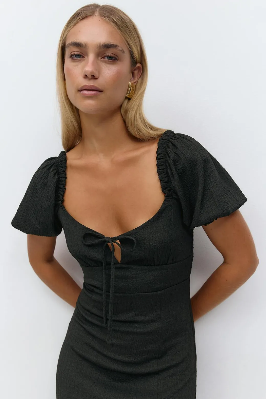 Puff sleeve midi dress