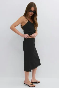 90s midi lace detail skirt
