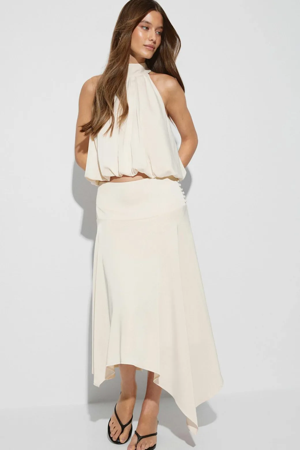 Satin asymmetric skirt