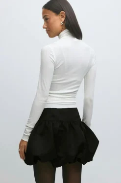 Satin balloon mini skirt