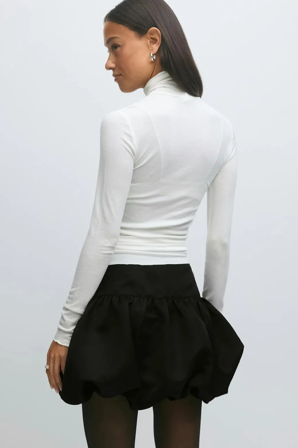 Satin balloon mini skirt