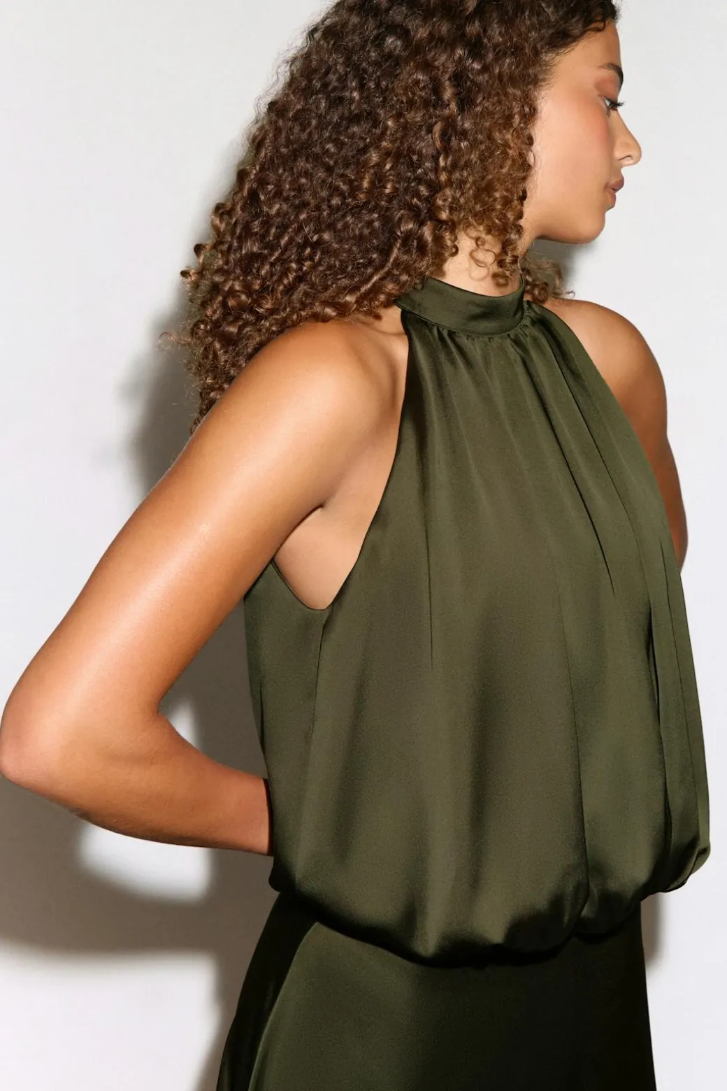 Satin halterneck maxi dress