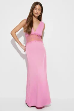 Satin lace maxi dress